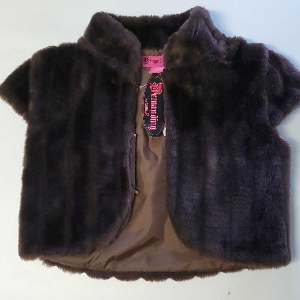 Big girls sleeveless fur cardigan